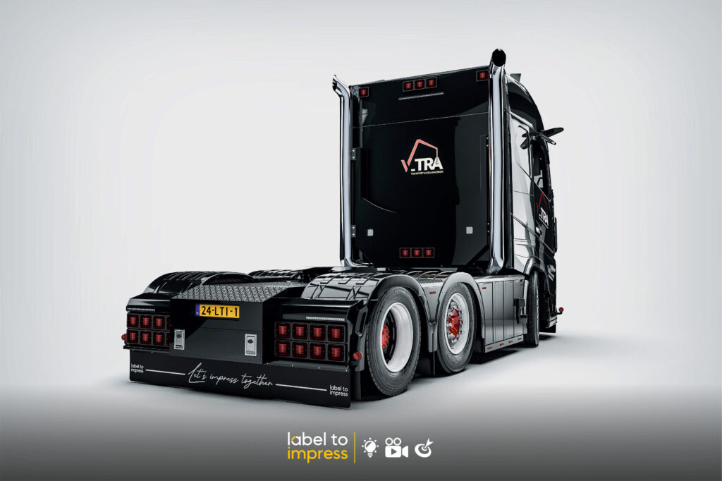 Sleek black Volvo truck V-tra with modern design